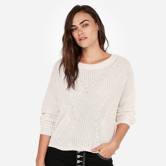 Express Sweaters - EXPRESS Cable Knit Split Back Pullover Sweater